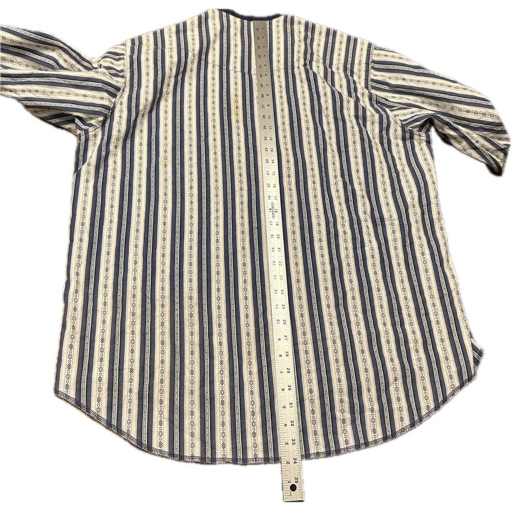 Vintage Wrangler X Long Tails Shirt Collarless 18 1/2 X 36 XXL Stripes Blue READ - Picture 2 of 9